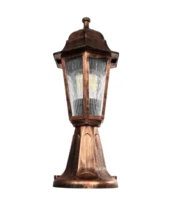 GloboStar® VITRO 203-0195 Vintage Επιδαπέδιο Φωτιστικό Φαναράκι Μονόφωτο 1 x E27 IP44 Χάλκινο & Διάφανο Πλαστικό - Μ17 x Π17 x Υ40cm 12 203 0195 4