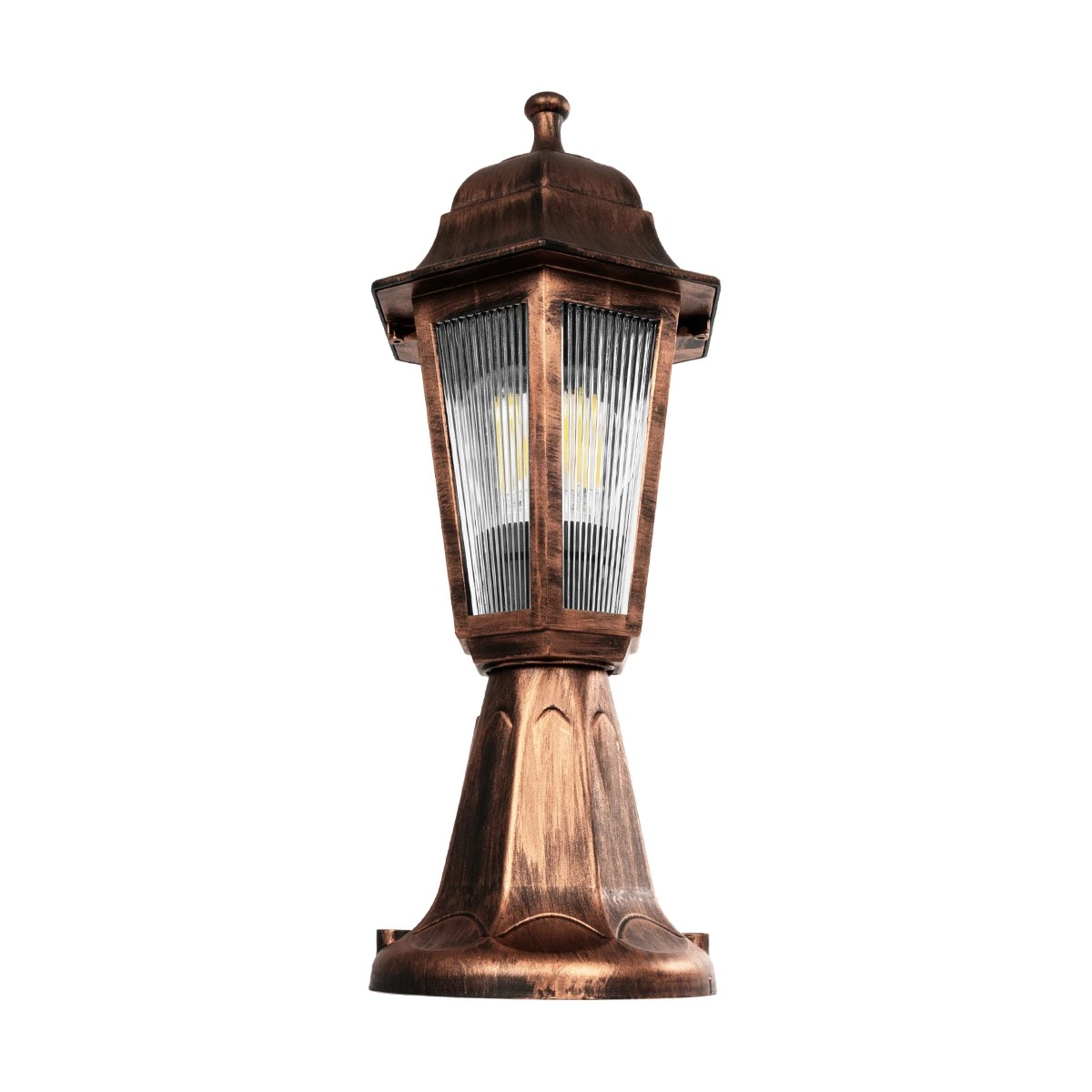 GloboStar® VITRO 203-0195 Vintage Επιδαπέδιο Φωτιστικό Φαναράκι Μονόφωτο 1 x E27 IP44 Χάλκινο & Διάφανο Πλαστικό - Μ17 x Π17 x Υ40cm 5 GloboStar® VITRO 203-0195 Vintage Επιδαπέδιο Φωτιστικό Φαναράκι Μονόφωτο 1 x E27 IP44 Χάλκινο & Διάφανο Πλαστικό - Μ17 x Π17 x Υ40cm - Image 4