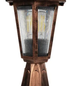 GloboStar® VITRO 203-0195 Vintage Επιδαπέδιο Φωτιστικό Φαναράκι Μονόφωτο 1 x E27 IP44 Χάλκινο & Διάφανο Πλαστικό - Μ17 x Π17 x Υ40cm 14 203 0195 6