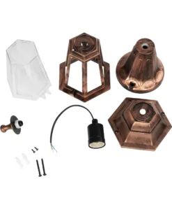 GloboStar® VITRO 203-0195 Vintage Επιδαπέδιο Φωτιστικό Φαναράκι Μονόφωτο 1 x E27 IP44 Χάλκινο & Διάφανο Πλαστικό - Μ17 x Π17 x Υ40cm 16 203 0195 8