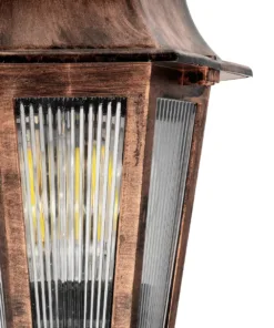 GloboStar® VITRO 203-0198 Vintage Καρφωτό Φωτιστικό Φαναράκι Μονόφωτο 1 x E27 IP44 Χάλκινο & Διάφανο Πλαστικό - Μ17 x Π17 x Υ55cm 12 203 0198 5