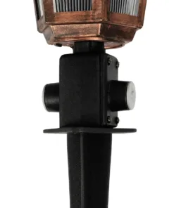 GloboStar® VITRO 203-0198 Vintage Καρφωτό Φωτιστικό Φαναράκι Μονόφωτο 1 x E27 IP44 Χάλκινο & Διάφανο Πλαστικό - Μ17 x Π17 x Υ55cm 13 203 0198 6