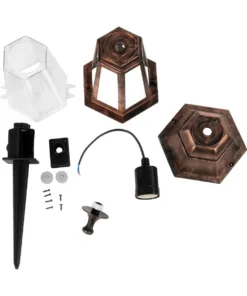 GloboStar® VITRO 203-0198 Vintage Καρφωτό Φωτιστικό Φαναράκι Μονόφωτο 1 x E27 IP44 Χάλκινο & Διάφανο Πλαστικό - Μ17 x Π17 x Υ55cm 14 203 0198 7