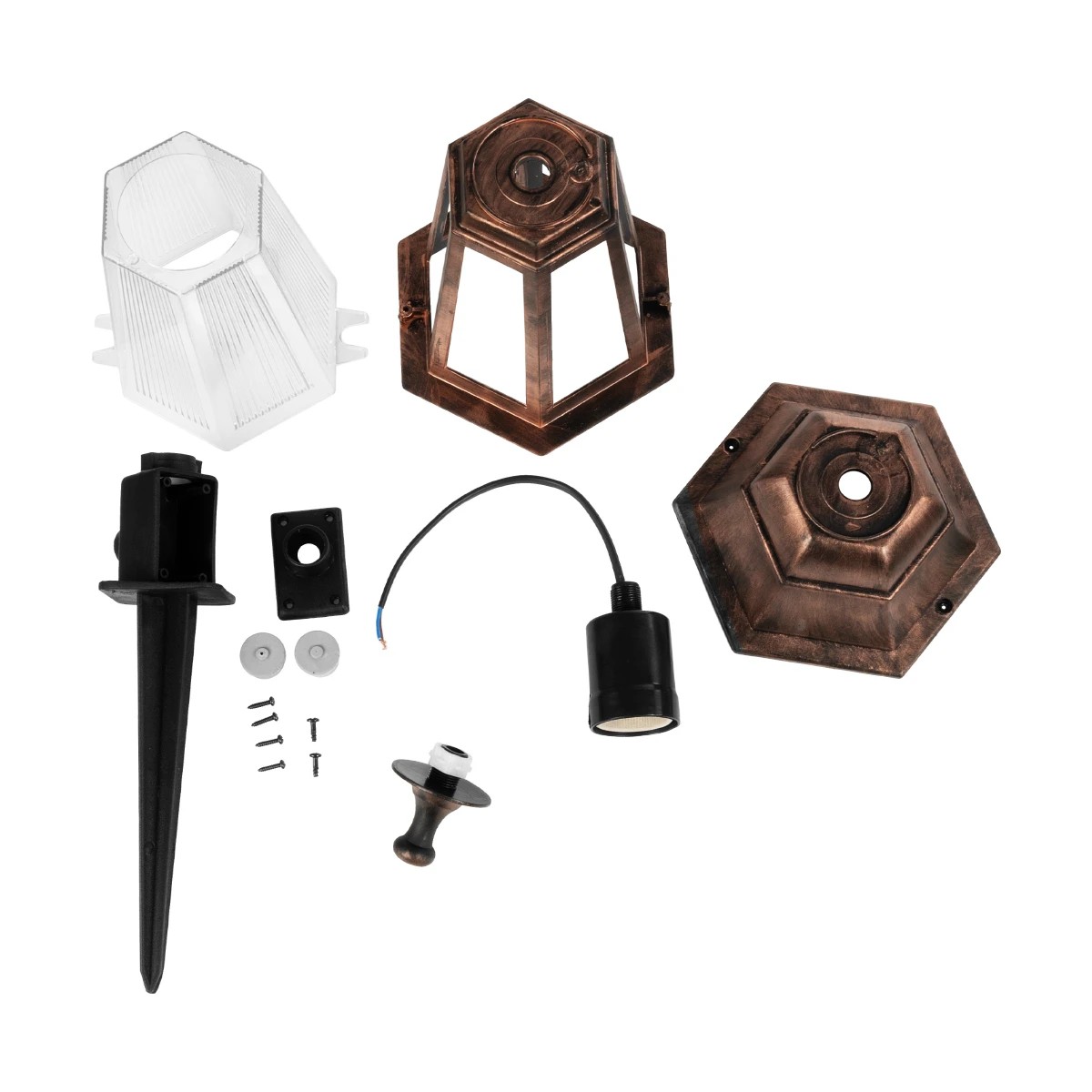 GloboStar® VITRO 203-0198 Vintage Καρφωτό Φωτιστικό Φαναράκι Μονόφωτο 1 x E27 IP44 Χάλκινο & Διάφανο Πλαστικό - Μ17 x Π17 x Υ55cm 8 GloboStar® VITRO 203-0198 Vintage Καρφωτό Φωτιστικό Φαναράκι Μονόφωτο 1 x E27 IP44 Χάλκινο & Διάφανο Πλαστικό - Μ17 x Π17 x Υ55cm - Image 7