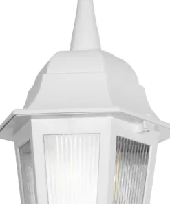 GloboStar® VITRO 203-0199 Vintage Κρεμαστό Φωτιστικό Φαναράκι Μονόφωτο 1 x E27 IP44 Λευκό Πλαστικό - Μ17 x Π17 x Υ28cm 12 203 0199 5