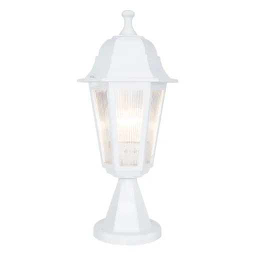 GloboStar® GloboStar® VITRO 203-0200 Vintage Επιδαπέδιο Φωτιστικό Φαναράκι Μονόφωτο 1 x E27 IP44 Λευκό & Διάφανο Πλαστικό - Μ16 x Π16 x Υ39cm