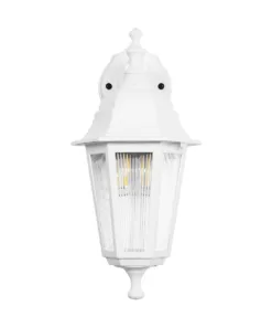 GloboStar® VITRO 203-0201 Vintage Επιτοίχιο Φωτιστικό Φαναράκι Μονόφωτο 1 x E27 IP44 Λευκό Πλαστικό - Μ17 x Π20 x Υ36cm 10 203 0201 3