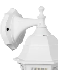 GloboStar® VITRO 203-0201 Vintage Επιτοίχιο Φωτιστικό Φαναράκι Μονόφωτο 1 x E27 IP44 Λευκό Πλαστικό - Μ17 x Π20 x Υ36cm 12 203 0201 5