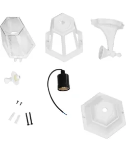 GloboStar® VITRO 203-0201 Vintage Επιτοίχιο Φωτιστικό Φαναράκι Μονόφωτο 1 x E27 IP44 Λευκό Πλαστικό - Μ17 x Π20 x Υ36cm 14 203 0201 7