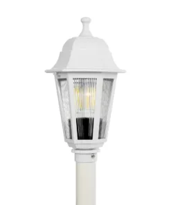GloboStar® VITRO 203-0202 Vintage Επιδαπέδιο Φωτιστικό Κολωνάκι Κήπου Μονόφωτο 1 x E27 IP44 Λευκό & Διάφανο Πλαστικό - Μ17 x Π17 x Υ100cm 12 203 0202 5