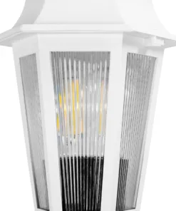 GloboStar® VITRO 203-0203 Vintage Καρφωτό Φωτιστικό Φαναράκι Μονόφωτο 1 x E27 IP44 Λευκό & Διάφανο Πλαστικό - Μ17 x Π17 x Υ55cm 12 203 0203 5