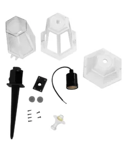 GloboStar® VITRO 203-0203 Vintage Καρφωτό Φωτιστικό Φαναράκι Μονόφωτο 1 x E27 IP44 Λευκό & Διάφανο Πλαστικό - Μ17 x Π17 x Υ55cm 14 203 0203 7