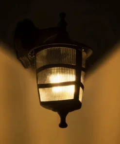 Alternative view of GloboStar® ZARDIN 203-0206 Vintage Επιτοίχιο Φωτιστικό Φαναράκι Μονόφωτο 1 x E27 IP44 Μαύρο Πλαστικό - Μ17 x Π22 x Υ30cm