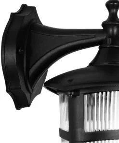 GloboStar® ZARDIN 203-0206 Vintage Επιτοίχιο Φωτιστικό Φαναράκι Μονόφωτο 1 x E27 IP44 Μαύρο Πλαστικό - Μ17 x Π22 x Υ30cm 12 203 0206 5