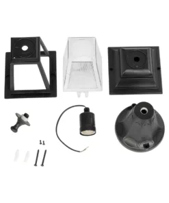 GloboStar® SOLME 203-0210 Vintage Επιδαπέδιο Φωτιστικό Φαναράκι Μονόφωτο 1 x E27 IP44 Μαύρο & Διάφανο Πλαστικό - Μ22 x Π22 x Υ40cm 16 203 0210 8