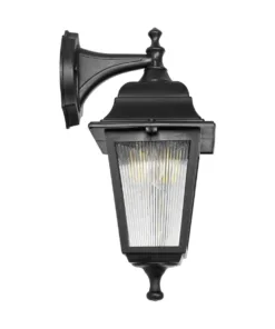 GloboStar® SOLME 203-0211 Vintage Επιτοίχιο Φωτιστικό Φαναράκι Μονόφωτο 1 x E27 IP44 Μαύρο Πλαστικό - Μ15 x Π20 x Υ35cm 11 203 0211 4