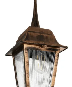 GloboStar® SOLME 203-0214 Vintage Κρεμαστό Φωτιστικό Φαναράκι Μονόφωτο 1 x E27 IP44 Χάλκινο Πλαστικό - Μ15 x Π15 x Υ27cm 13 203 0214 6