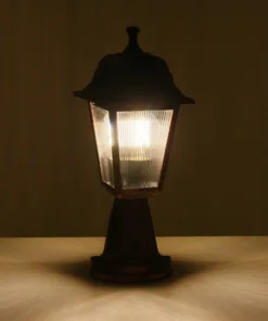 Alternative view of GloboStar® SOLME 203-0215 Vintage Επιδαπέδιο Φωτιστικό Φαναράκι Μονόφωτο 1 x E27 IP44 Χάλκινο & Διάφανο Πλαστικό - Μ22 x Π22 x Υ40cm