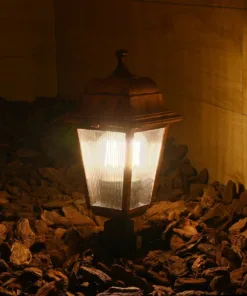 Alternative view of GloboStar® SOLME 203-0218 Vintage Καρφωτό Φωτιστικό Φαναράκι Μονόφωτο 1 x E27 IP44 Χάλκινο & Διάφανο Πλαστικό - Μ22 x Π22 x Υ35cm