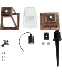 GloboStar® SOLME 203-0218 Vintage Καρφωτό Φωτιστικό Φαναράκι Μονόφωτο 1 x E27 IP44 Χάλκινο & Διάφανο Πλαστικό - Μ22 x Π22 x Υ35cm 14 203 0218 7