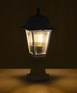 Alternative view of GloboStar® SOLME 203-0220 Vintage Επιδαπέδιο Φωτιστικό Φαναράκι Μονόφωτο 1 x E27 IP44 Λευκό & Διάφανο Πλαστικό - Μ22 x Π22 x Υ40cm