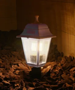 Alternative view of GloboStar® SOLME 203-0223 Vintage Καρφωτό Φωτιστικό Φαναράκι Μονόφωτο 1 x E27 IP44 Λευκό & Διάφανο Πλαστικό - Μ22 x Π22 x Υ35cm