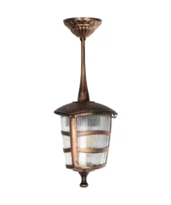 GloboStar® ZARDIN 203-0224 Vintage Κρεμαστό Φωτιστικό Φαναράκι Μονόφωτο 1 x E27 IP44 Χάλκινο Πλαστικό - Μ17 x Π17 x Υ42cm 10 203 0224 3