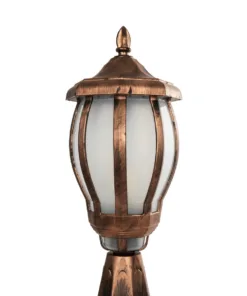 GloboStar® VERDI 203-0235 Vintage Επιδαπέδιο Φωτιστικό Φαναράκι Μονόφωτο 1 x E27 IP44 Χάλκινο & Διάφανο Πλαστικό - Μ18 x Π18 x Υ46cm 12 203 0235 5