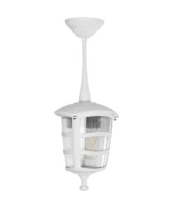 GloboStar® ZARDIN 203-0237 Vintage Κρεμαστό Φωτιστικό Φαναράκι Μονόφωτο 1 x E27 IP44 Λευκό Πλαστικό - Μ17 x Π17 x Υ22cm 10 203 0237 3