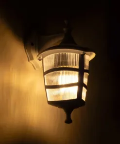 Alternative view of GloboStar® ZARDIN 203-0239 Vintage Επιτοίχιο Φωτιστικό Φαναράκι Μονόφωτο 1 x E27 IP44 Λευκό Πλαστικό - Μ17 x Π21 x Υ30cm