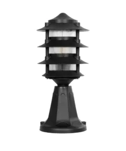 GloboStar® LANTERNA 203-0243 Μοντέρνο Επιδαπέδιο Φωτιστικό Φαναράκι Μονόφωτο 1 x E27 IP44 Μαύρο & Διάφανο Πλαστικό - Μ16 x Π16 x Υ35cm 10 203 0243 3