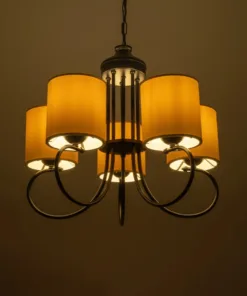 Alternative view of GLOBOSTAR® TRITON 203-0253 Vintage Κρεμαστό Φωτιστικό Οροφής με Ντουί 5 x E27 AC 220-240V IP20 - Μαύρο & Μπεζ - Μ50 x Π50 x Υ48cm