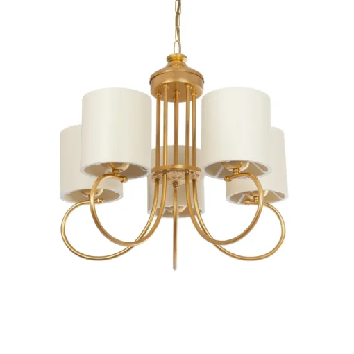 GloboStar® GLOBOSTAR® TRITON 203-0254 Vintage Κρεμαστό Φωτιστικό Οροφής με Ντουί 5 x E27 AC 220-240V IP20 - Χρυσό & Μπεζ - Μ50 x Π50 x Υ48cm