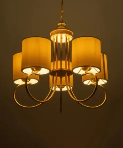 Alternative view of GLOBOSTAR® TRITON 203-0254 Vintage Κρεμαστό Φωτιστικό Οροφής με Ντουί 5 x E27 AC 220-240V IP20 - Χρυσό & Μπεζ - Μ50 x Π50 x Υ48cm