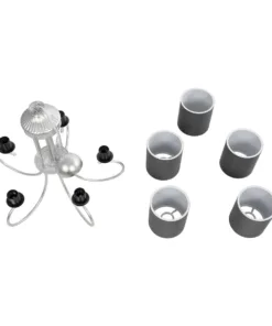 GLOBOSTAR® TRITON 203-0255 Vintage Κρεμαστό Φωτιστικό Οροφής με Ντουί 5 x E27 AC 220-240V IP20 - Ασημί & Γκρι - Μ50 x Π50 x Υ48cm 22 203 0255 12