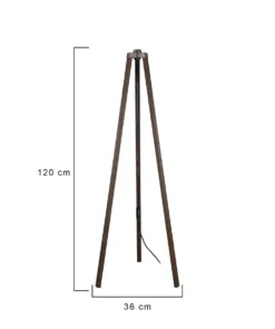 Alternative view of GloboStar® TRIPOD 203-0257 Μοντέρνο Επιδαπέδιο Φωτιστικό Μονόφωτο 1 x E27 IP20 Καφέ Ξύλο - Μ38 x Π38 x Υ120cm