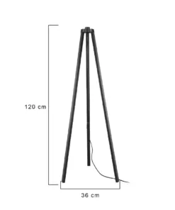 Alternative view of GloboStar® TRIPOD 203-0258 Μοντέρνο Επιδαπέδιο Φωτιστικό Μονόφωτο 1 x E27 IP20 Μαύρο Ξύλο - Μ38 x Π38 x Υ120cm