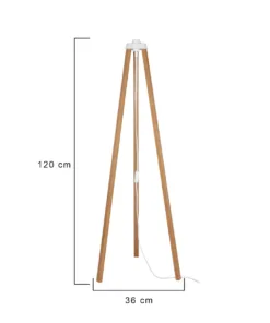 Alternative view of GloboStar® TRIPOD 203-0260 Μοντέρνο Επιδαπέδιο Φωτιστικό Μονόφωτο 1 x E27 IP20 Μπέζ Ξύλο - Μ38 x Π38 x Υ120cm