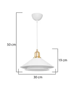 GLOBOSTAR® FERRO 203-0268 Μοντέρνο Κρεμαστό Φωτιστικό Οροφής με Ντουί 1 x E27 AC 220-240V IP20 - Λευκό & Χρυσό - Μ30 x Π30 x Υ19cm 6 203 0268 3
