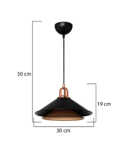 GLOBOSTAR® FERRO 203-0269 Μοντέρνο Κρεμαστό Φωτιστικό Οροφής με Ντουί 1 x E27 AC 220-240V IP20 - Μαύρο & Χάλκινο - Μ30 x Π30 x Υ19cm 6 203 0269 3