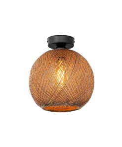 Alternative view of GloboStar® CORDE 203-0270 Μοντέρνο Φωτιστικό Οροφής Μπάλα Μονόφωτο 1 x E27 IP20 Μπέζ Σχοίνι - Μ25 x Π25 x Υ25cm