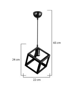GLOBOSTAR® DISE 203-0274 Μοντέρνο Κρεμαστό Φωτιστικό Οροφής με Ντουί 1 x E27 AC 220-240V IP20 - Μαύρο - Μ22 x Π22 x Υ24cm 6 203 0274 3