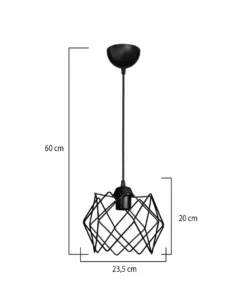 GloboStar® GLOBOSTAR® VORTEX 203-0277 Μοντέρνο Κρεμαστό Φωτιστικό Οροφής με Ντουί 1 x E27 AC 220-240V IP20 - Μαύρο - Μ23.5 x Π23.5 x Υ20cm