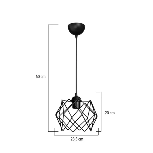 GloboStar® GLOBOSTAR® VORTEX 203-0277 Μοντέρνο Κρεμαστό Φωτιστικό Οροφής με Ντουί 1 x E27 AC 220-240V IP20 - Μαύρο - Μ23.5 x Π23.5 x Υ20cm