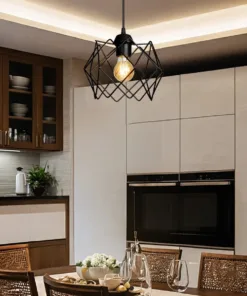 GLOBOSTAR® VORTEX 203-0277 Μοντέρνο Κρεμαστό Φωτιστικό Οροφής με Ντουί 1 x E27 AC 220-240V IP20 - Μαύρο - Μ23.5 x Π23.5 x Υ20cm 6 203 0277 4