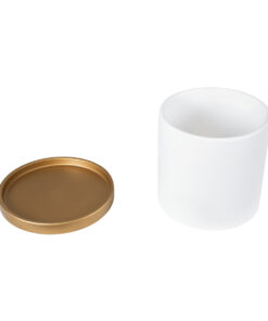 GloboStar® Artificial Garden KASOS 20444 Πήλινο Κεραμικό Κασπώ Γλάστρα - Flower Pot Λευκό με Χρυσό Φ15cm x Υ15cm 17 20444 7