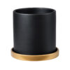 GloboStar® GloboStar® Artificial Garden ELAFONISOS 20446 Πήλινο Κεραμικό Κασπώ Γλάστρα - Flower Pot Μαύρο με Χρυσό Φ15cm x Υ15cm