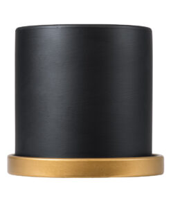GloboStar® Artificial Garden ELAFONISOS 20446 Πήλινο Κεραμικό Κασπώ Γλάστρα - Flower Pot Μαύρο με Χρυσό Φ15cm x Υ15cm 16 20446 4