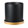 GloboStar® GloboStar® Artificial Garden ELAFONISOS 20447 Πήλινο Κεραμικό Κασπώ Γλάστρα - Flower Pot Μαύρο με Χρυσό Φ20cm x Υ20cm