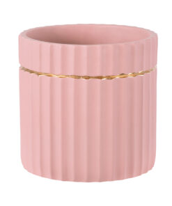 GloboStar® GloboStar® Artificial Garden RETHYMNO 20456 Πήλινο Κεραμικό Κασπώ Γλάστρα - Flower Pot Ροζ με Χρυσό Φ17cm x Υ17cm